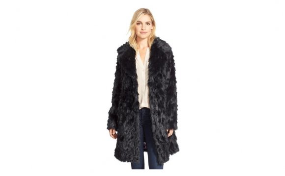 Eliza j Shaggy Faux Fur Coat
