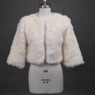 Ivory Bridal Faux Fur Wrap Shrug Bolero Jacket bride wedding accessories coat jacket (Color: Ivory)