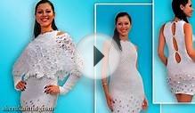 Crochet and Knitting White Collection Dress Coat Poncho Blouse